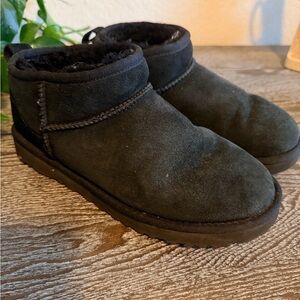 UGG Black Suede Cozy Shearling-Lined Slip-On Boots